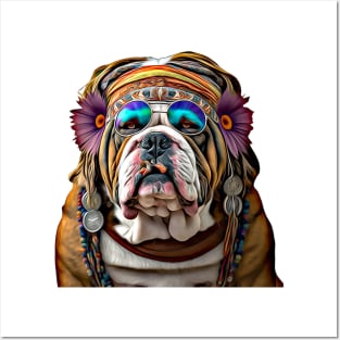 Hippy Hippie British Bulldog Posters and Art